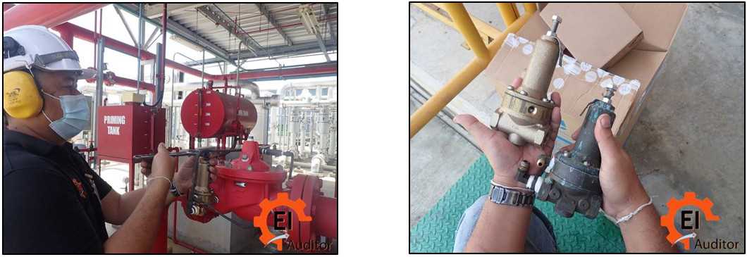 เปลี่ยน pilot operated เมื่อพบว่าชำรุดไม่สามารถรักษาความดันขาเข้า PRV ได้