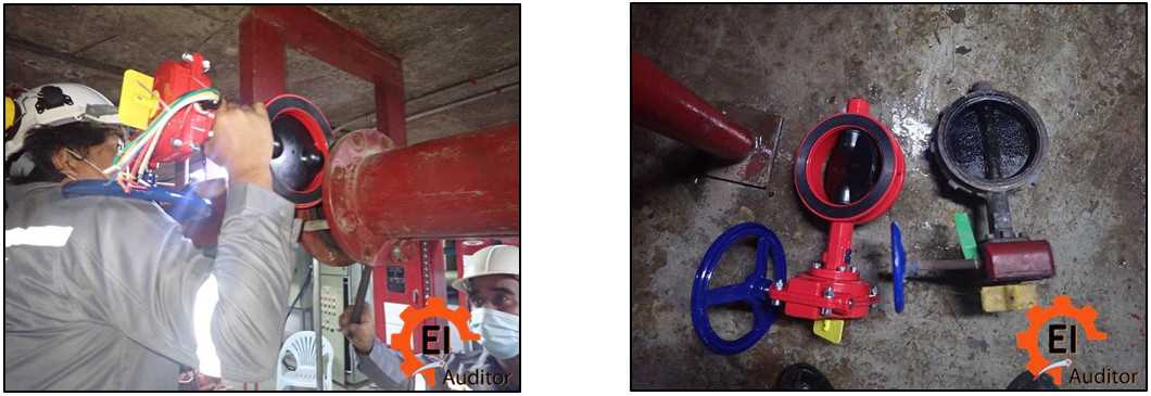 เปลี่ยน butterfly valve เมื่อพบว่าบ่าวาล์วชำรุด วาล์วปิดไม่สนิท